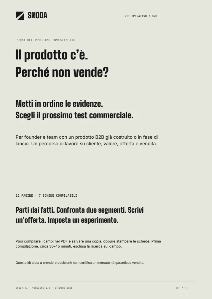 Copertina del kit Snoda: Il prodotto c’è. Perché non vende?