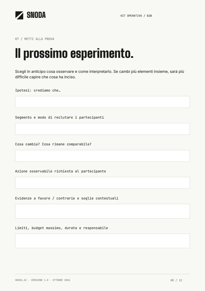 Anteprima della scheda del prossimo esperimento
